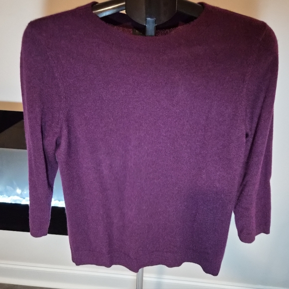 Talbots Sweaters - ​Talbots Plum Purple 100% Cashmere Long Sleeve Knit Sweater LP